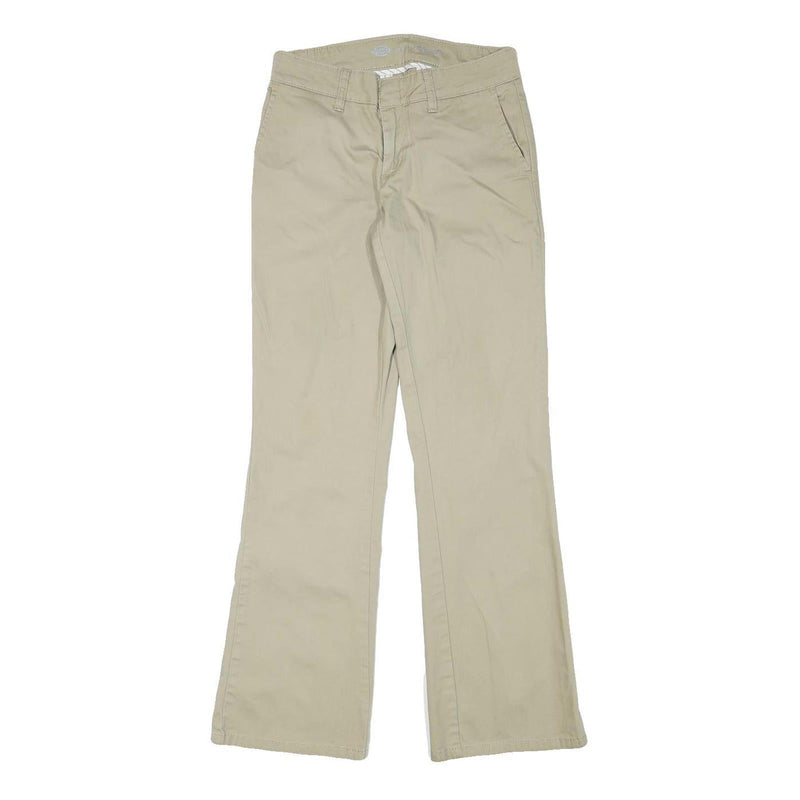 DICKIES Womens Cotton Blend Beige Regular Fit Straight Leg Trousers W27 L30