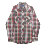 WRANGLER Mens Grey & Red Check Shirt M Western Casual Button-Up Cotton
