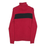 LAUREN RALPH LAUREN Womens Red & Black Plain Turtleneck Basic Knit Size S Cotton