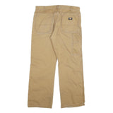 DICKIES Mens Cotton Blend Beige Regular Fit Straight Leg Trousers W34 L30