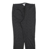 H&M Womens Cotton Blend Black Slim Trousers W28 L30 Jacquard Pattern Zip Closure