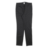 H&M Womens Cotton Blend Black Slim Trousers W28 L30 Jacquard Pattern Zip Closure