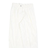 Womens Relaxed Fit White Pinstripe Trousers W26 L30 Classic Straight Zip Closure