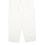 Womens Relaxed Fit White Pinstripe Trousers W26 L30 Classic Straight Zip Closure
