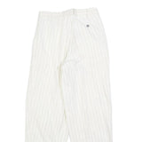 Womens Relaxed Fit White Pinstripe Trousers W26 L30 Classic Straight Zip Closure