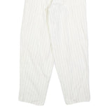 Womens Relaxed Fit White Pinstripe Trousers W26 L30 Classic Straight Zip Closure