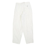 Womens Relaxed Fit White Pinstripe Trousers W26 L30 Classic Straight Zip Closure