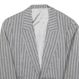 CELLINI Mens Grey & Black Striped Wool Blend Jacket M Woven Button Closure