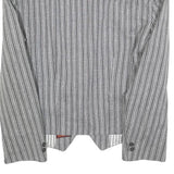 CELLINI Mens Grey & Black Striped Wool Blend Jacket M Woven Button Closure