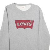 LEVI'S Mens Grey Sweatshirt Crew Neck S Cotton Blend Logo Print Casual Pullover
