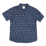 LEVI'S Mens Blue Shirt L Cotton Blend Printed Casual Short Sleeve