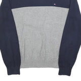 TOMMY HILFIGER Mens Navy & Grey Colourblock Plain Crew Neck Basic Knit Jumper L