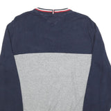 TOMMY HILFIGER Mens Navy & Grey Colourblock Plain Crew Neck Basic Knit Jumper L