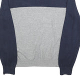 TOMMY HILFIGER Mens Navy & Grey Colourblock Plain Crew Neck Basic Knit Jumper L
