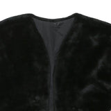Womens Black Faux Fur Jacket S Polyester Blend Sleeveless Plain Soft Warm