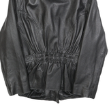 Womens Black Faux Leather Jacket M Polycotton Zip Classic Fit Collar Stylish