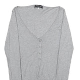 PATRIZIA PEPE Womens Grey Plain V-Neck Basic Knit S Slim Jumper Lightweight