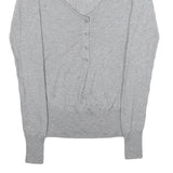 PATRIZIA PEPE Womens Grey Plain V-Neck Basic Knit S Slim Jumper Lightweight
