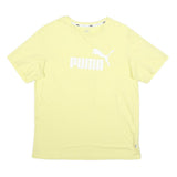 PUMA Mens Yellow Crew Neck Short Sleeve T-Shirt M Cotton Blend Logo Print