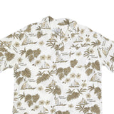 WORLD OF BASIC Mens White & Brown Hawaiian Cotton Blend Shirt L Casual Summer