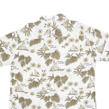 WORLD OF BASIC Mens White & Brown Hawaiian Cotton Blend Shirt L Casual Summer