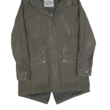 LEVI'S Womens Green Cotton Blend Utility Jacket S Hooded Zip Casual Lightweight