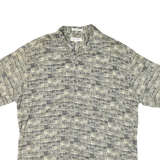 PIERRE CARDIN Mens Grey & Beige Printed Cotton Blend Shirt L Casual Summer