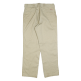 DICKIES Mens Cotton Blend Beige Regular Fit Straight Leg Trousers W36 L34