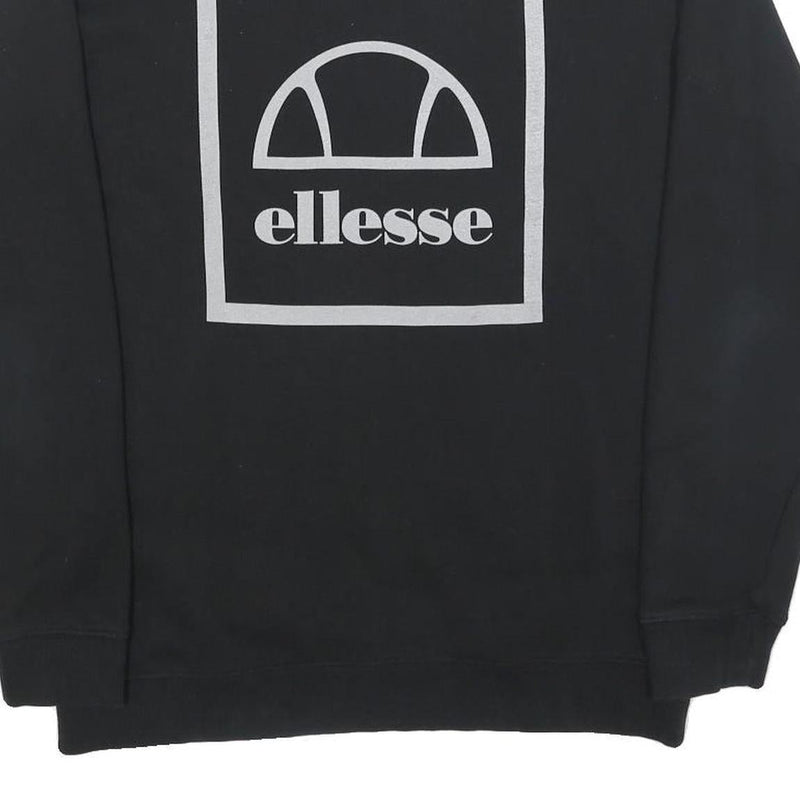 ELLESSE Mens Black Sweatshirt Crew Neck M Logo Print Casual Pullover