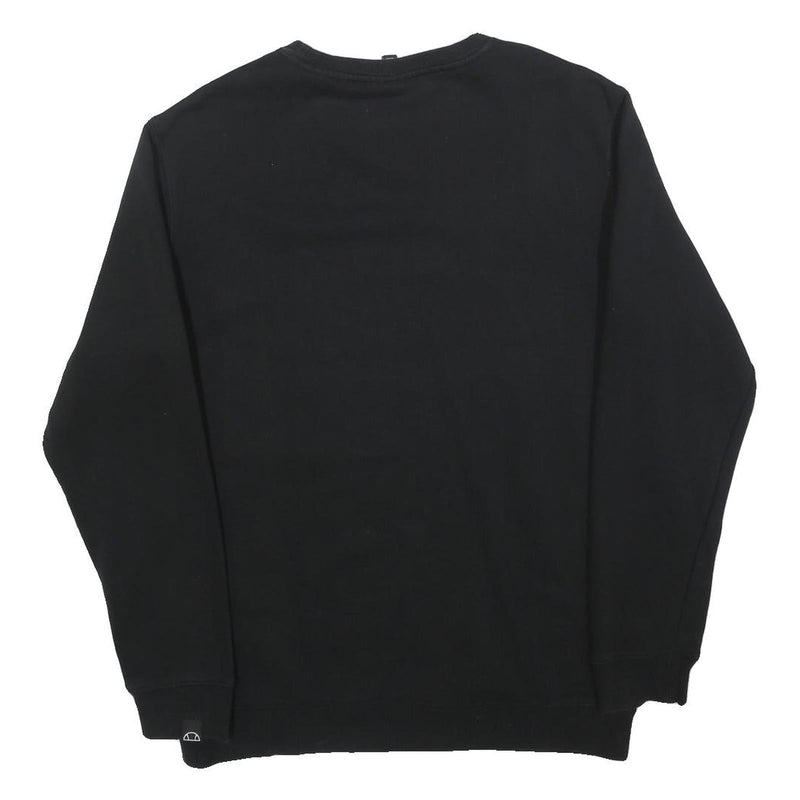 ELLESSE Mens Black Sweatshirt Crew Neck M Logo Print Casual Pullover