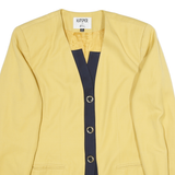 KASPER Womens Yellow & Navy Button Jacket UK 14 Cotton Blend Plain Elegant