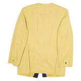 KASPER Womens Yellow & Navy Button Jacket UK 14 Cotton Blend Plain Elegant