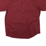 WRANGLER Mens Red Short Sleeve Cotton Blend Shirt L Casual Button Pocket