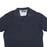 NAUTICA Mens Navy Blue Short Sleeve Plain Polo Shirt L Cotton Casual