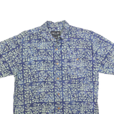 JAVA LAVA Mens Blue Patterned Shirt L Cotton Short Sleeve Casual Stylish