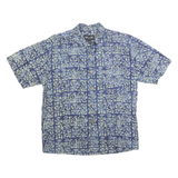 JAVA LAVA Mens Blue Patterned Shirt L Cotton Short Sleeve Casual Stylish