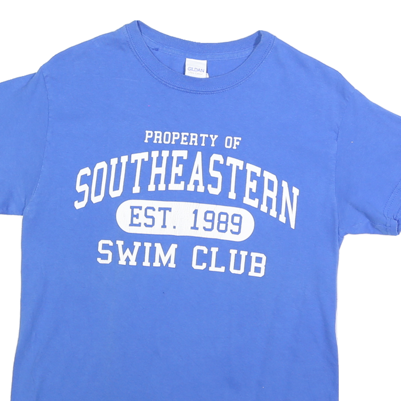 GILDAN Mens Blue Property Of Southeastern Swim Club Graphic T-Shirt S Short