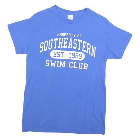 GILDAN Mens Blue Property Of Southeastern Swim Club Graphic T-Shirt S Short