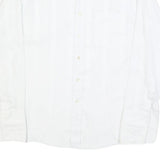 HATHAWAY Mens White Cotton Blend Shirt L Classic Fit Button Collar Long Sleeve