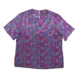 SOUTHERN LADY Womens Purple Printed Top Short Sleeve V-Neck XL Floral Pattern
