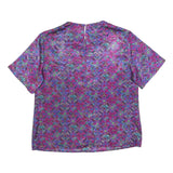 SOUTHERN LADY Womens Purple Printed Top Short Sleeve V-Neck XL Floral Pattern