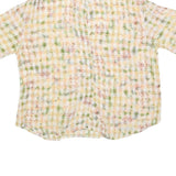 KOBY Womens Yellow & Green Printed Shirt Short Sleeve Collared L Lightweight