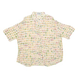 KOBY Womens Yellow & Green Printed Shirt Short Sleeve Collared L Lightweight