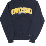 CHAMPION Mens Navy Blue Owosso Trojans Pullover Hoodie S Cotton Comfort