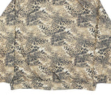 KT GOLF Womens Beige Animal Print Jacket L Polyester Blend Zip Stand-Up Collar