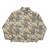 KT GOLF Womens Beige Animal Print Jacket L Polyester Blend Zip Stand-Up Collar
