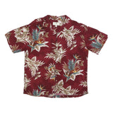 ISLAND SHORES Mens Red Tropical Print Rayon Shirt XL Summer Beach Holiday