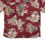 ISLAND SHORES Mens Red Tropical Print Rayon Shirt XL Summer Beach Holiday