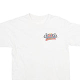 Mens White Racing Cars Graphic T-Shirt S Short Sleeve Crew Neck Vintage