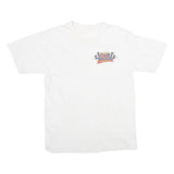 Mens White Racing Cars Graphic T-Shirt S Short Sleeve Crew Neck Vintage